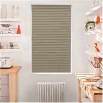 Greige Faux Wood Blind - Arena Expressions